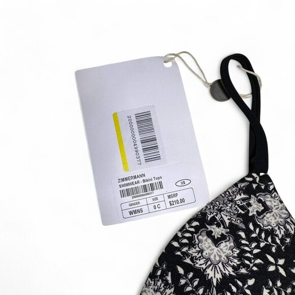 ZImmermann Women's Black Print Triangle Bikini Top US 2-4 C/D NWT - Picture 2 of 9